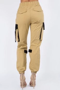 LOVE MODA High Waist Cargo Jogger Pants With Utility Pockets