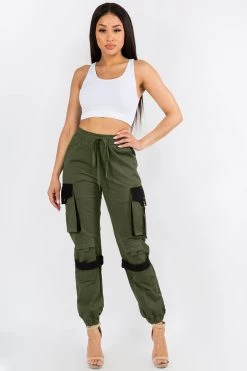 LOVE MODA High Waist Cargo Jogger Pants With Utility Pockets