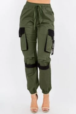 LOVE MODA High Waist Cargo Jogger Pants With Utility Pockets