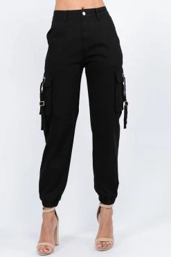 LOVE MODA Mid Rise Jogger Pants With Utility Pockets NEW ARRIVALS