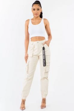 LOVE MODA High Rise Cargo Joggers With Pockets NEW ARRIVALS