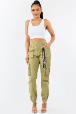 LOVE MODA High Rise Cargo Joggers With Pockets NEW ARRIVALS