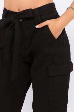 Love Moda High Waist Cargo Joggers With Ties BOTTOMS