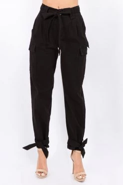 Love Moda High Waist Cargo Joggers With Ties BOTTOMS
