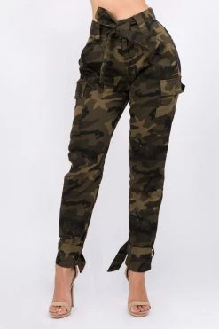Love Moda High Waist Cargo Joggers With Ties BOTTOMS