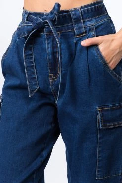 LOVE MODA BOTTOMS Denim Joggers W/ Ties