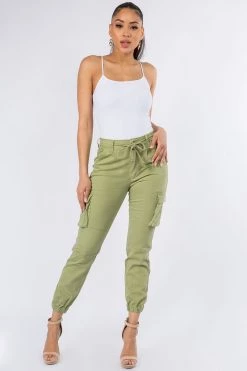 LOVE MODA BEST SELLERS High Rise Cargo Pocket Joggers With Drawstrings