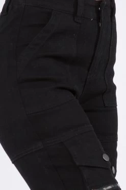 Love Moda High Waist Denim Joggers With Utility Pockets BOTTOMS