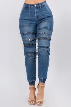 Love Moda High Waist Denim Joggers With Utility Pockets - Plus Size 13 Love Moda High Waist Denim Joggers With Utility Pockets - Plus Size