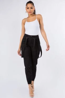 LOVE MODA High Waist Cargo Joggers With Suspenders BEST SELLERS