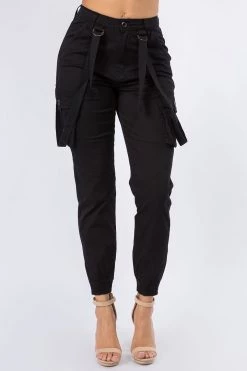 LOVE MODA High Waist Cargo Joggers With Suspenders BEST SELLERS
