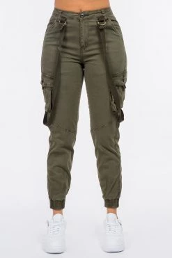 LOVE MODA High Waist Cargo Joggers With Suspenders BEST SELLERS