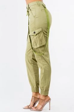 LOVE MODA High Waist Cargo Joggers With Suspenders BEST SELLERS