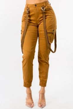 LOVE MODA High Waist Cargo Joggers With Suspenders BEST SELLERS