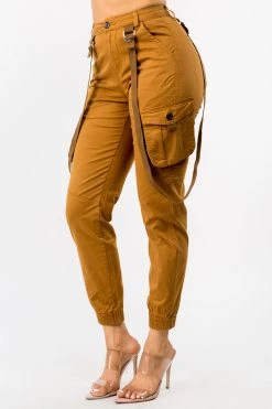 LOVE MODA High Waist Cargo Joggers With Suspenders BEST SELLERS