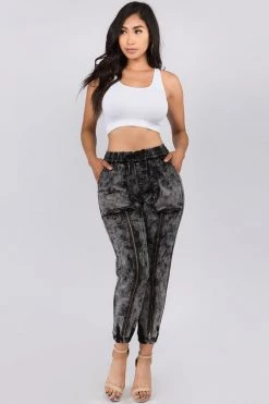 LOVE MODA High Waist Jogger Style Jeans W/ Zipper