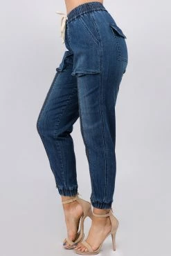 LOVE MODA High Waist Jogger Style Jeans W/ Zipper