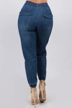 LOVE MODA High Waist Jogger Style Jeans W/ Zipper