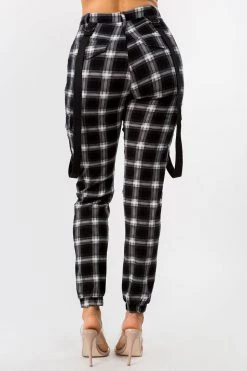 LOVE MODA Plaid Suspender Cargo Joggers BOTTOMS