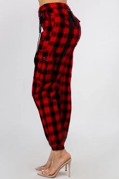 LOVE MODA Plaid Suspender Cargo Joggers BOTTOMS