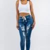 LOVE MODA High Waist Distressed Denim Joggers NEW ARRIVALS