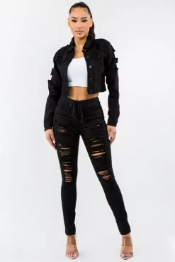 LOVE MODA High Waist Distressed Stretch Skinny Joggers NEW ARRIVALS