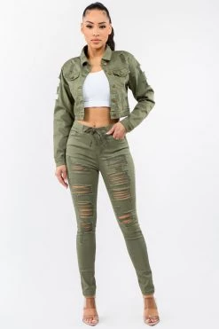LOVE MODA High Waist Distressed Stretch Skinny Joggers NEW ARRIVALS