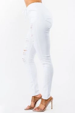LOVE MODA High Waist Distressed Stretch Skinny Joggers NEW ARRIVALS