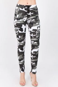LOVE MODA BOTTOMS Color Camo Printed Cargo Joggers With Drawstrings