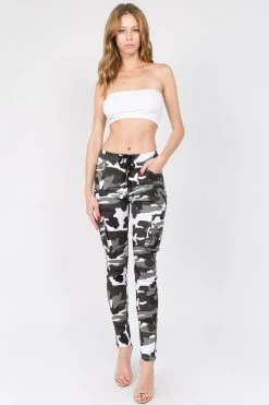 LOVE MODA BOTTOMS Color Camo Printed Cargo Joggers With Drawstrings