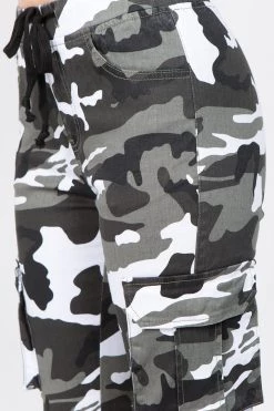 LOVE MODA BOTTOMS Color Camo Printed Cargo Joggers With Drawstrings