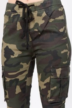 LOVE MODA BOTTOMS Color Camo Printed Cargo Joggers With Drawstrings