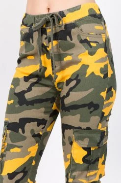 LOVE MODA BOTTOMS Color Camo Printed Cargo Joggers With Drawstrings