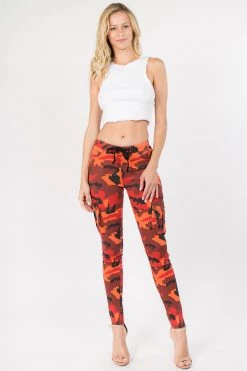 LOVE MODA BOTTOMS Color Camo Printed Cargo Joggers With Drawstrings