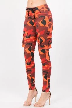 LOVE MODA BOTTOMS Color Camo Printed Cargo Joggers With Drawstrings