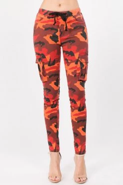 LOVE MODA BOTTOMS Color Camo Printed Cargo Joggers With Drawstrings