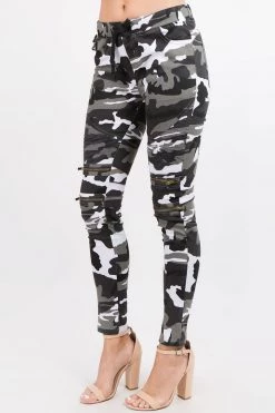 LOVE MODA BOTTOMS High Rise Slim Moto Jogger Pants