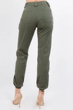 LOVE MODA BEST SELLERS High Rise Stretch Cargo Joggers With Chain