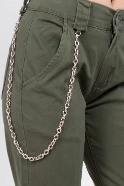 LOVE MODA BEST SELLERS High Rise Stretch Cargo Joggers With Chain