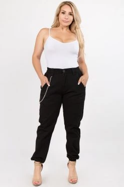 LOVE MODA High Rise Chain Joggers - Plus Size