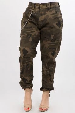 LOVE MODA High Rise Chain Joggers - Plus Size