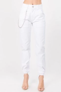 LOVE MODA BEST SELLERS High Rise Stretch Cargo Joggers With Chain