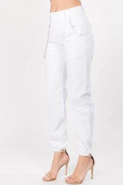 LOVE MODA BEST SELLERS High Rise Stretch Cargo Joggers With Chain