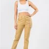 LOVE MODA BEST SELLERS High Rise Stretch Cargo Joggers With Chain