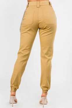 LOVE MODA BEST SELLERS High Rise Stretch Cargo Joggers With Chain