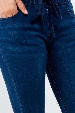 LOVE MODA Knee Cut Stretch Denim Jogger With Drawstrings BEST SELLERS