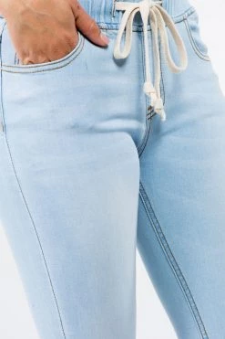 LOVE MODA Knee Cut Stretch Denim Jogger With Drawstrings BEST SELLERS