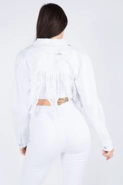 LOVE MODA Fringed Hem Cropped Jacket