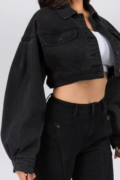 LOVE MODA Balloon Sleeve Crop Denim Jacket 33 LOVE MODA Balloon Sleeve Crop Denim Jacket