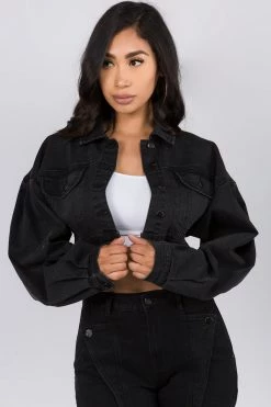 LOVE MODA Balloon Sleeve Crop Denim Jacket 32 LOVE MODA Balloon Sleeve Crop Denim Jacket